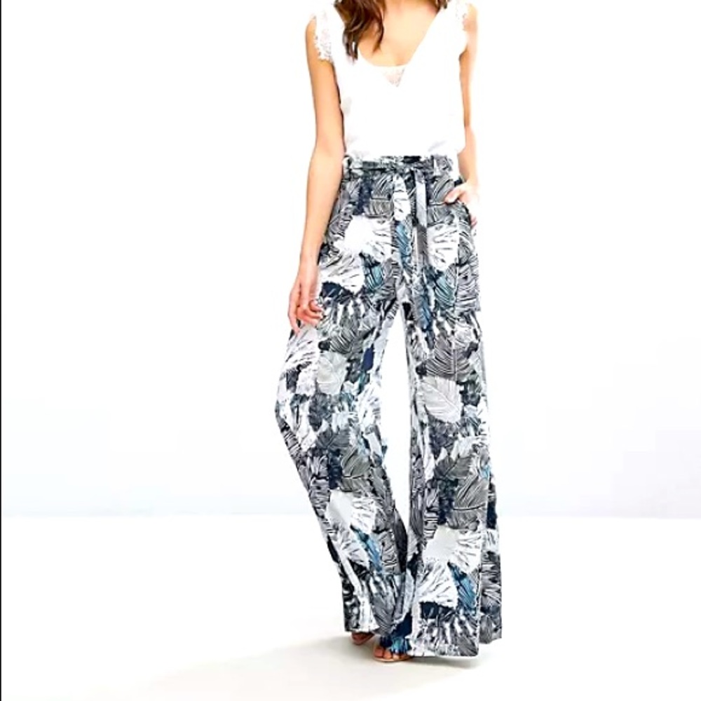french connection palm print flared pants